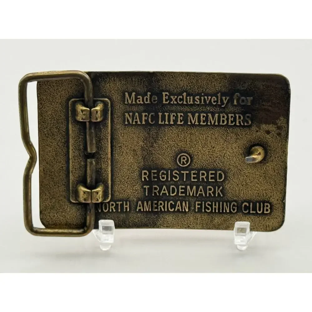 North American Fishing Club Life Member Belt Buckle Vintage Collectible USA